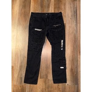 DECIBEL Men's Black Cargo Pants Utility Pockets Zip Fly Size 36x32